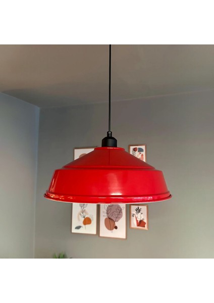Carmelo Kırmızı Tekli Avize Siyah Yarım Lale Başlık Retro Sarkıt Lamba Restoran Salon Aydınlatma fiyatları