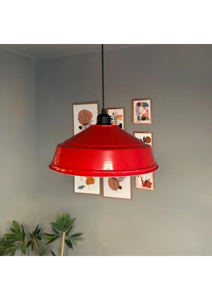 Carmelo Kırmızı Tekli Avize Siyah Yarım Lale Başlık Retro Sarkıt Lamba Restoran Salon Aydınlatma modelleri