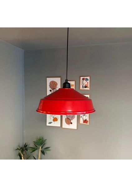 Carmelo Kırmızı Tekli Avize Siyah Yarım Lale Başlık Retro Sarkıt Lamba Restoran Salon Aydınlatma fırsatları