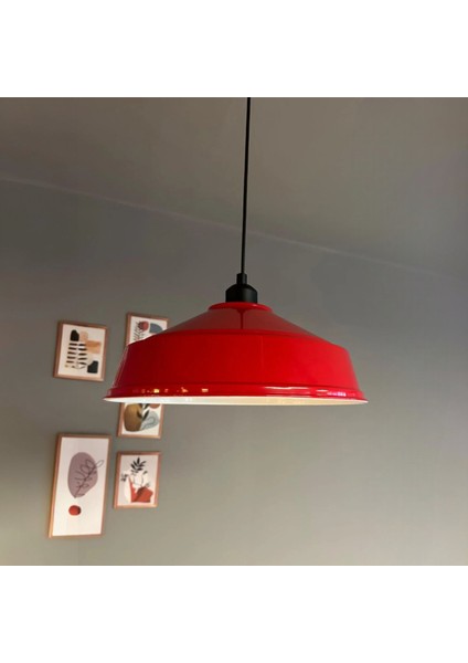 Carmelo Kırmızı Tekli Avize Siyah Yarım Lale Başlık Retro Sarkıt Lamba Restoran Salon Aydınlatma indirimleri