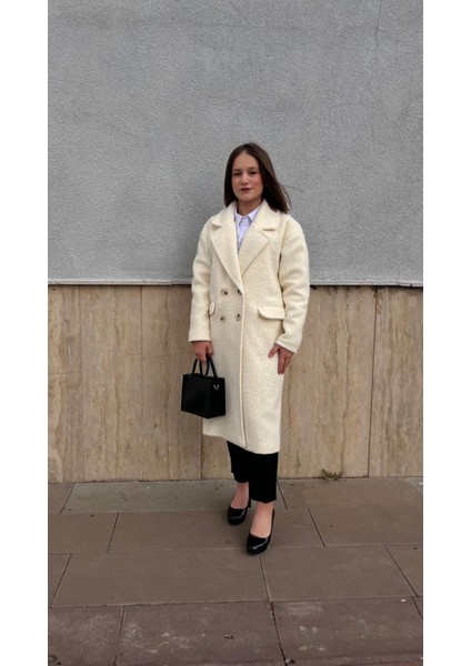 Kruvaze Düğmeli Cep Detaylı Kaşe Kaban indirimleri