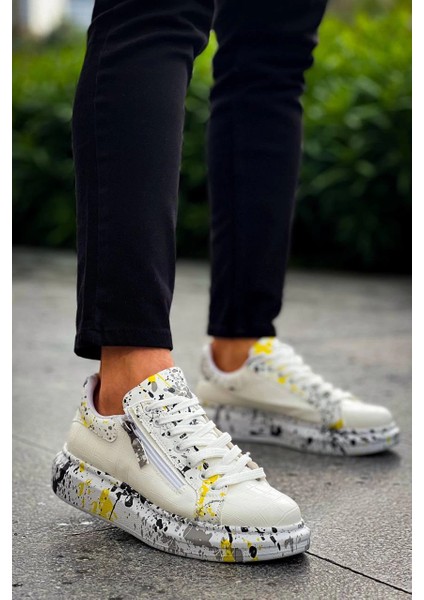 Yzlal Kb-02 Kuback Bağcıklı Crocodile Beyaz Sarı Günlük Erkek Ayakkabı (Numara: 41) fiyatları