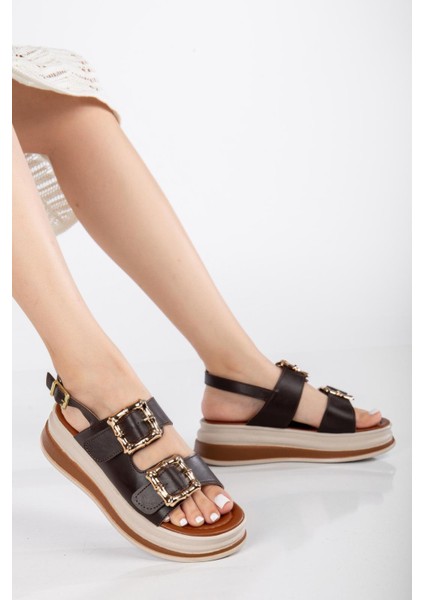Günlük Kadın Sandalet Çift Tokalı Yumuşak Rahat Ortopedik