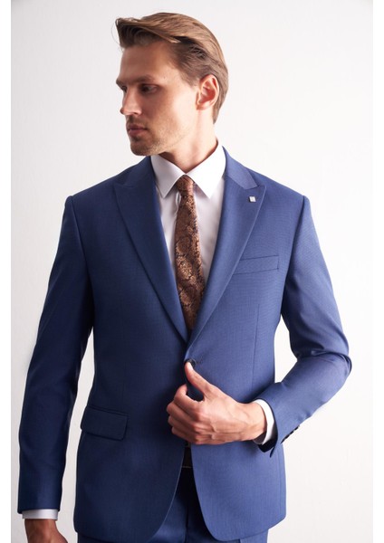 Koyu Lacivert Kırlangıç Yaka Kendinden Desenli Esnek Bel Slim Fit 6 Drop Takım Elbise 1001255168 modelleri