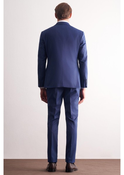 Koyu Lacivert Kırlangıç Yaka Kendinden Desenli Esnek Bel Slim Fit 6 Drop Takım Elbise 1001255168 indirimleri