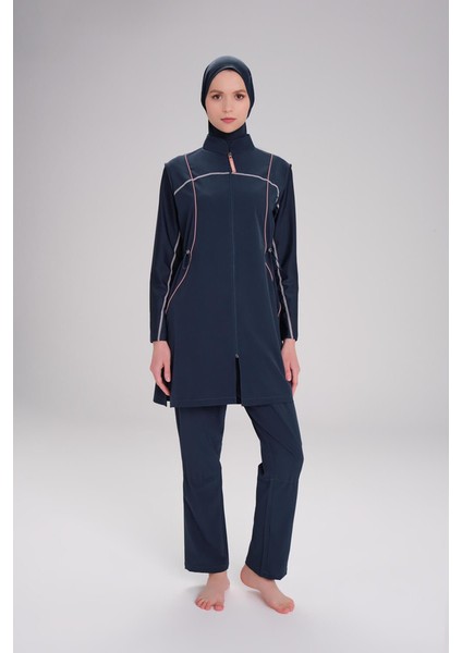 HSM-4057 Nefin Biye Detaylı Dokuma Tesettür Mayo Takımı fiyatları