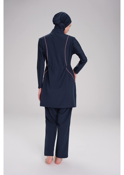 HSM-4057 Nefin Biye Detaylı Dokuma Tesettür Mayo Takımı modelleri