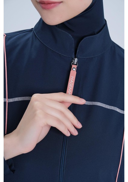 HSM-4057 Nefin Biye Detaylı Dokuma Tesettür Mayo Takımı