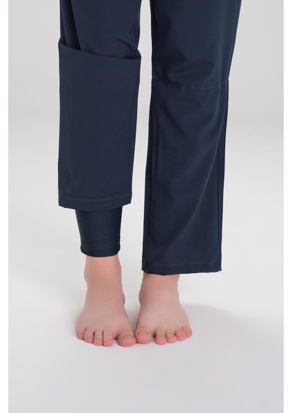 HSM-4057 Nefin Biye Detaylı Dokuma Tesettür Mayo Takımı