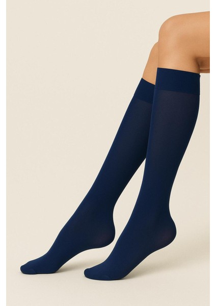 Kadın Diz Altı Pantolon Çorap Orta Kalın Micro 40 Lacivert Mat Mus Çorap