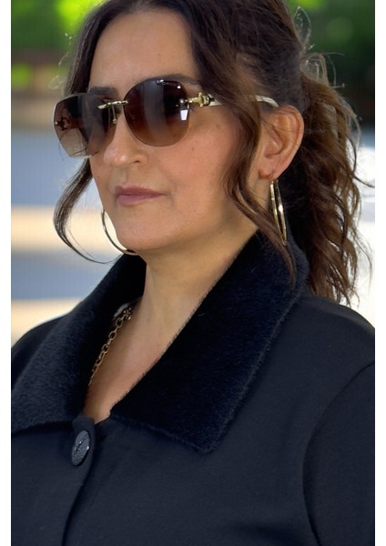 Yakası ve Cep Ağızları Kürk Detaylı Çelik Örgü Büyük Beden Kap Ceket indirimleri