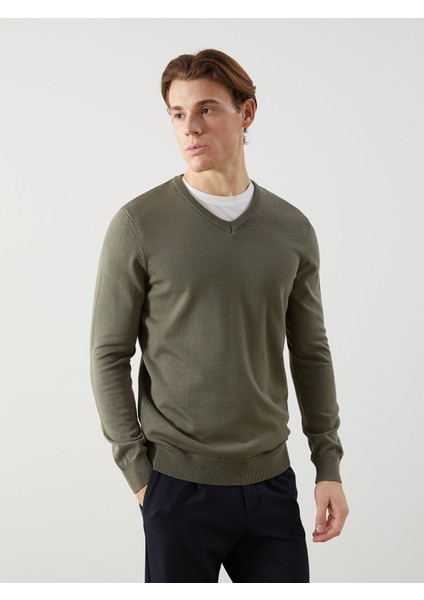 Yeni Sezon V Yaka Uzun Kollu Erkek Triko Kazak