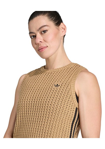 Knitted Vest Kadın Günlük Yelek JW4994 Kahverengi fırsatları