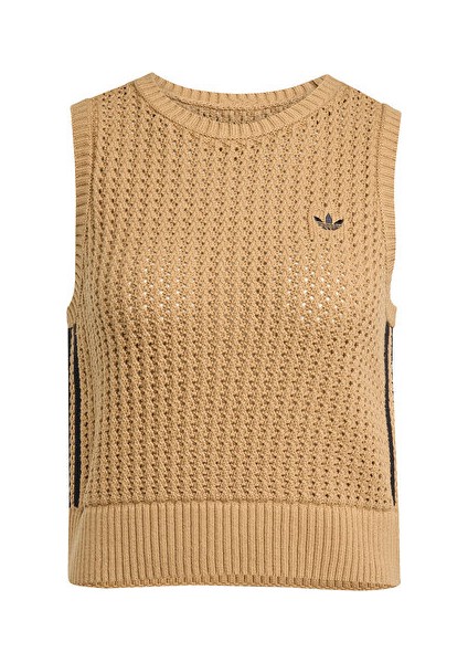 Knitted Vest Kadın Günlük Yelek JW4994 Kahverengi