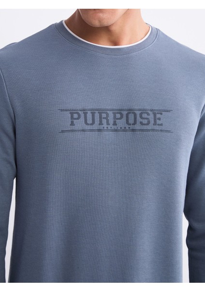 Yeni Sezon Bisiklet Yaka Baskılı Erkek Sweatshirt modelleri