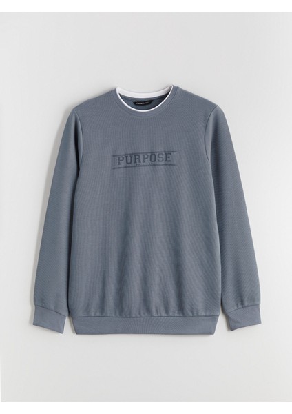 Yeni Sezon Bisiklet Yaka Baskılı Erkek Sweatshirt indirimleri