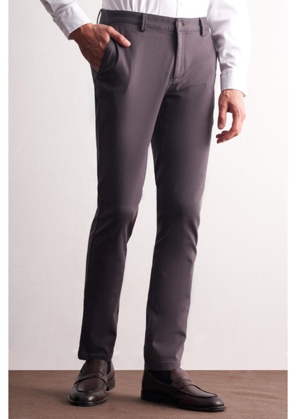 Antrasit Yan Cep Düz Paça Pamuklu Slim Fit Chino Casual Pantolon 1003255165 modelleri
