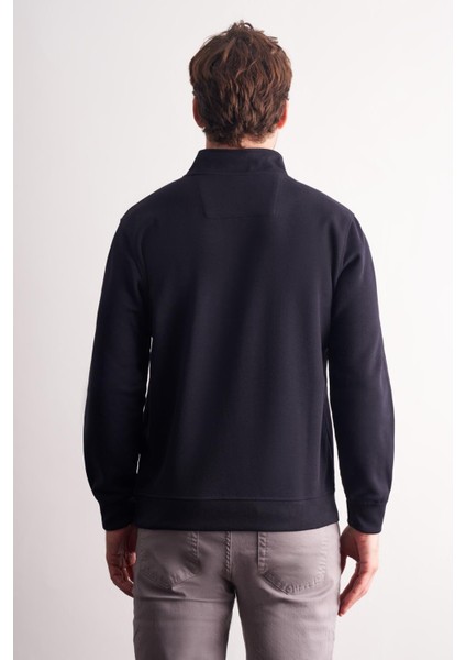 Lacivert Uzun Kol Hakim Yaka Düz Pamuklu Comfort Fit Sweatshirt 1013255151 indirimleri