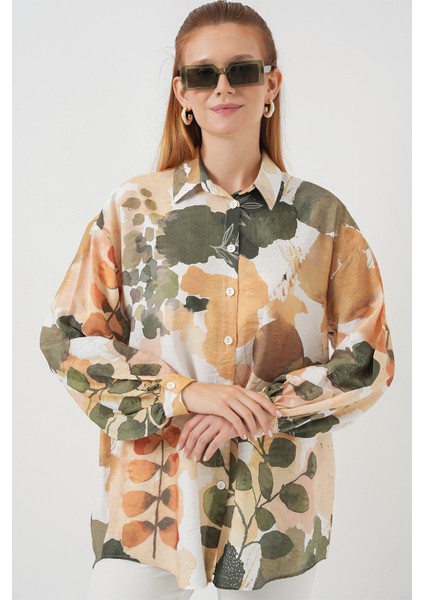 Kadın Desenli Overize Gömlek Tunik 5971 - Çağla fiyatları