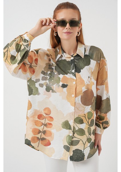 Kadın Desenli Overize Gömlek Tunik 5971 - Çağla fırsatları