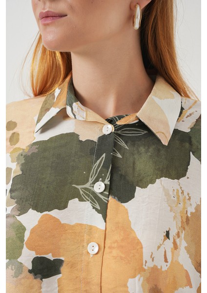 Kadın Desenli Overize Gömlek Tunik 5971 - Çağla indirimleri