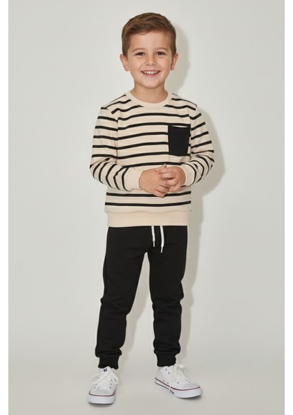 Erkek Çocuk Çizgili Supreme Kumaş Cep Detaylı Paça Ribanalı Takım - 1039698