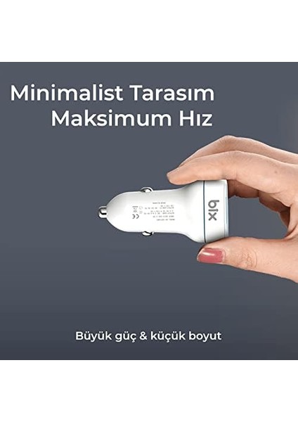 Bix BX-CCP36WT 38W Type-C Pd 20W ve Usb-A Qc 3.0 18W Çift Portlu LED Işıklı Araç Şarj Cihazı Beyaz 15/14/13/12/11/x/, Ipad, Galaxy S24/S23/S22/S21/S20 ve Daha Fazlasıyla Uyumlu BXCCP36WT fiyatları