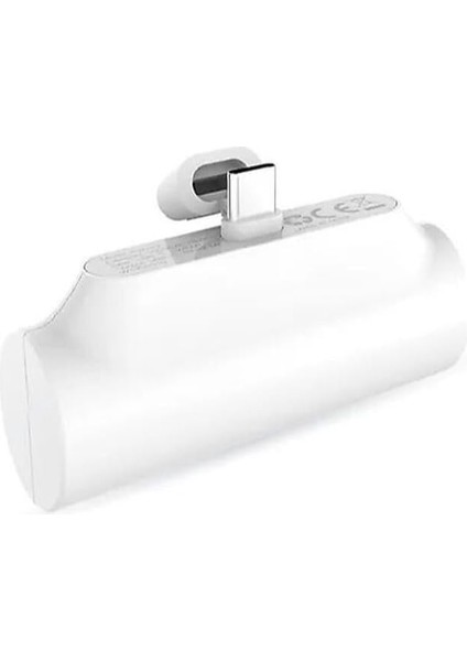 Süper Mini 5000 Mah Powerbank Type-C'ye Takılabilir Mini Taşınabilir Şarj Istasyonu (Beyaz)