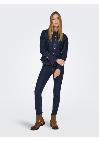 Bayan Uzun Kollu Kot Gömlek 15359156 modelleri