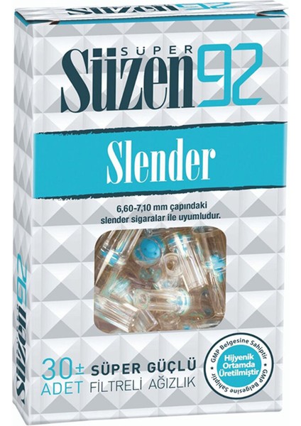92 Slender Filtreli Ağızlık 30'lu 4 Adet