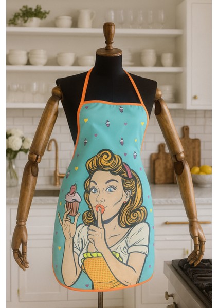 Dijital Baskılı Su Sıvı Geçirmez Leke Tutmaz Mutfak Önlüğü Blonde