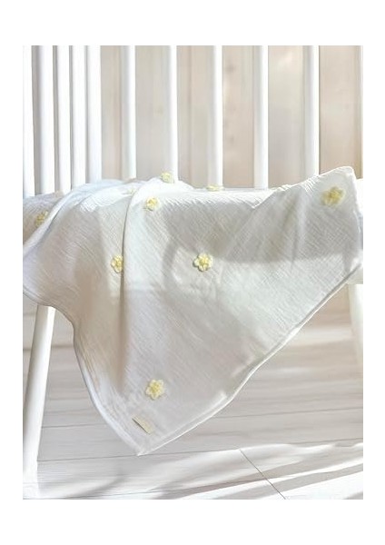 And Işlemeli Dokusu Pamuk Müslin Bebek Battaniyesi 75X75 cm (Beyaz) fiyatları