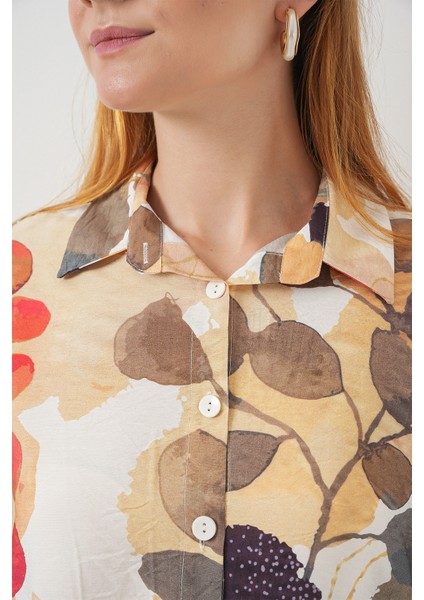 Kadın Desenli Overize Gömlek Tunik 5971 - Lacivert indirimleri