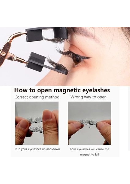 Aputue Manyetik Kirpikler, Çift Mıknatıslı 3D Yapıştırıcısız Takma Kirpik Uzantısı Cımbız Ile, Su Geçirmez Yumuşak Manyetik Takma Kirpikler, Yeniden Kullanılabilir Görünüm Sağlayan Takma Kirpikler