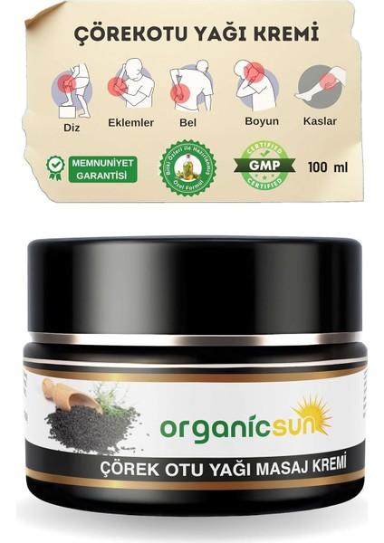 Organicsun Çörek Otu Yağlı Ağrı Masaj Kremi Kas Eklem 100 ml fiyatları
