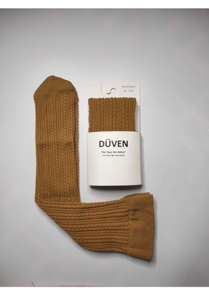Yumuşacık Dokusu Klasik Örgü Deseniyle Kalın Kışlık Ten Rengi Dizaltı Çorap fiyatları