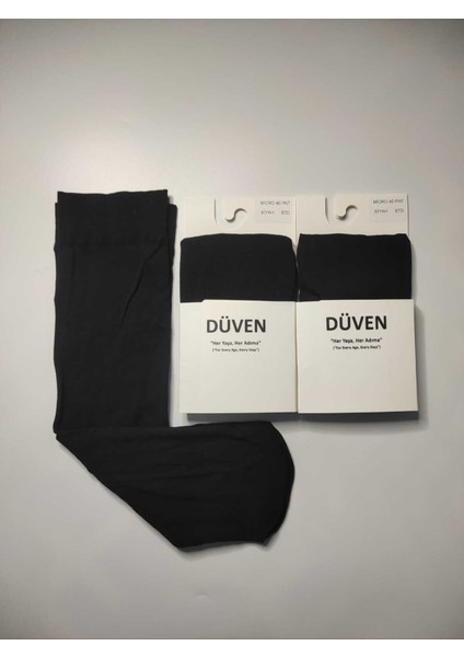 Mat Dokulu 40 Den Orta Kalın Mus Siyah Dizaltı Pantolon 2'li Çorap modelleri
