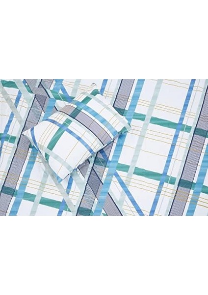 Ranforce ÇIZGILI%100 Pamuk Set, Mavi, Tek Kişilik (Kapitoneli Nevresim: 180X230 Cm/çarşaf: 180X260 Cm/yastık Kılıfı: 50X70 Cm) modelleri