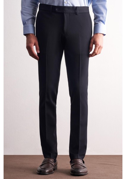 Lacivert Yan Cep Açık Paça Esnek Slim Fit Classic Casual Pantolon 1003255153