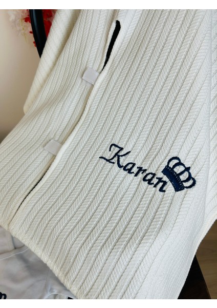 Nakışlı Isimli Hastane Çıkış Seti, Takı Yastığı ve Puset Örtüsü %100 Pamuk 12 Parça 0-3 Ay