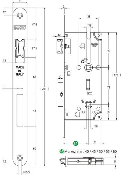 Art. 727 Wc Metal Dilli Gömme Kilit fiyatları