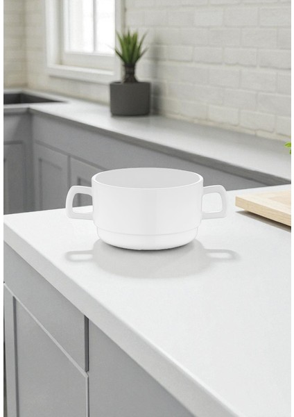 Kulplu Çorba Kasesi 10 cm – Kırılmaz, Isıya Dayanıklı, Porselen Görünümlü, Dayanıklı ve Hafif Tasarım - Ev, Otel, Kafe Için