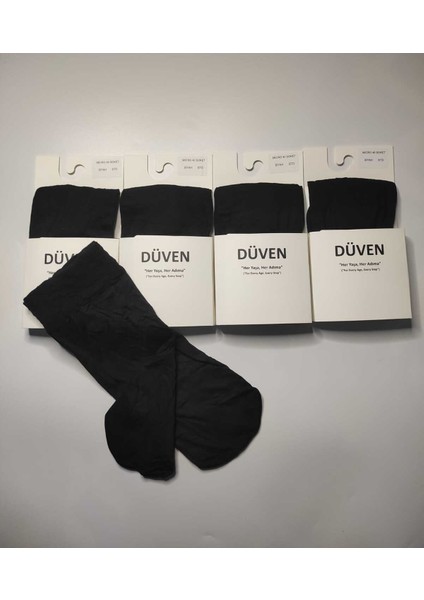 4^lü Kadın Siyah Rengi Orta Kalın Mevsimlik Muz 40 Den Soket Kısa Çorap