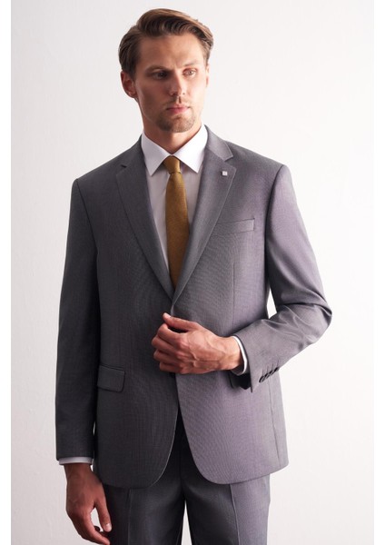 Sütlü Kahverengi Mono Yaka Kendinden Desenli Esnek Bel 4 Drop Comfort Fit Takım Elbise 1001255169 modelleri