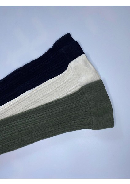 3^lü Knıt Kabartma Triko 200 Den Örgü Desenli Kışlık Renkli Dizaltı Pantolon Çorabı ( 3 Adet Çorap ) modelleri