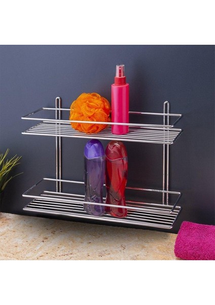 Banyo Köşe Rafı Paslanmaz 2 Katlı