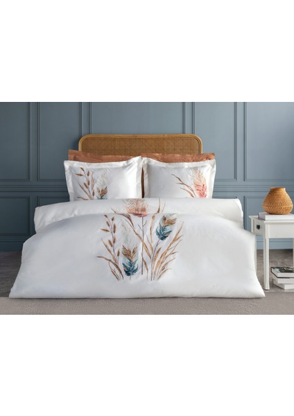 Çift Kişilik Dantela Bohem Nakışlı Pamuk Saten Nevresim Takımı