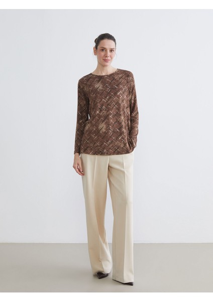 Yeni Sezon Bisiklet Yaka Desenli Bluz fiyatları