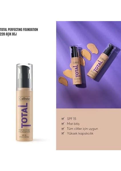 Callista Total Perfecting Fondöten 220 Natural Beige
