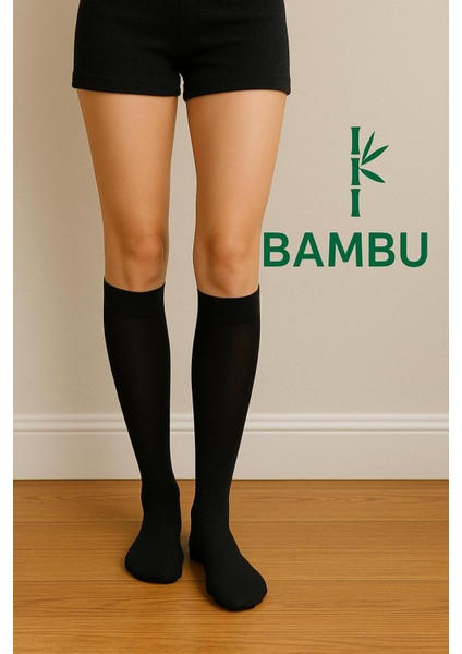 Siyah Natural Bambu Yumuşak Doğal Dizaltı Pantolon Çorap - Bamboo Siyah Çorabı fiyatları